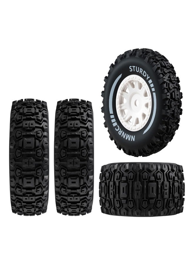 NMNRC Pre-Glued Plastic Rim Wheels and Tires Compatible with Arrma 1/16 Mojave Grom 4X4 RTR Series Upgrades Part White - Image 1